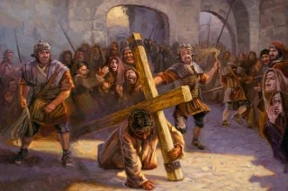 Jesus carries the cross